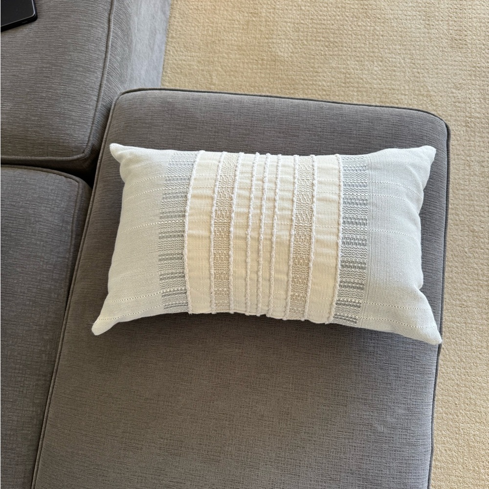 Elegant White and Gray Decorative Pillow The Citizenry